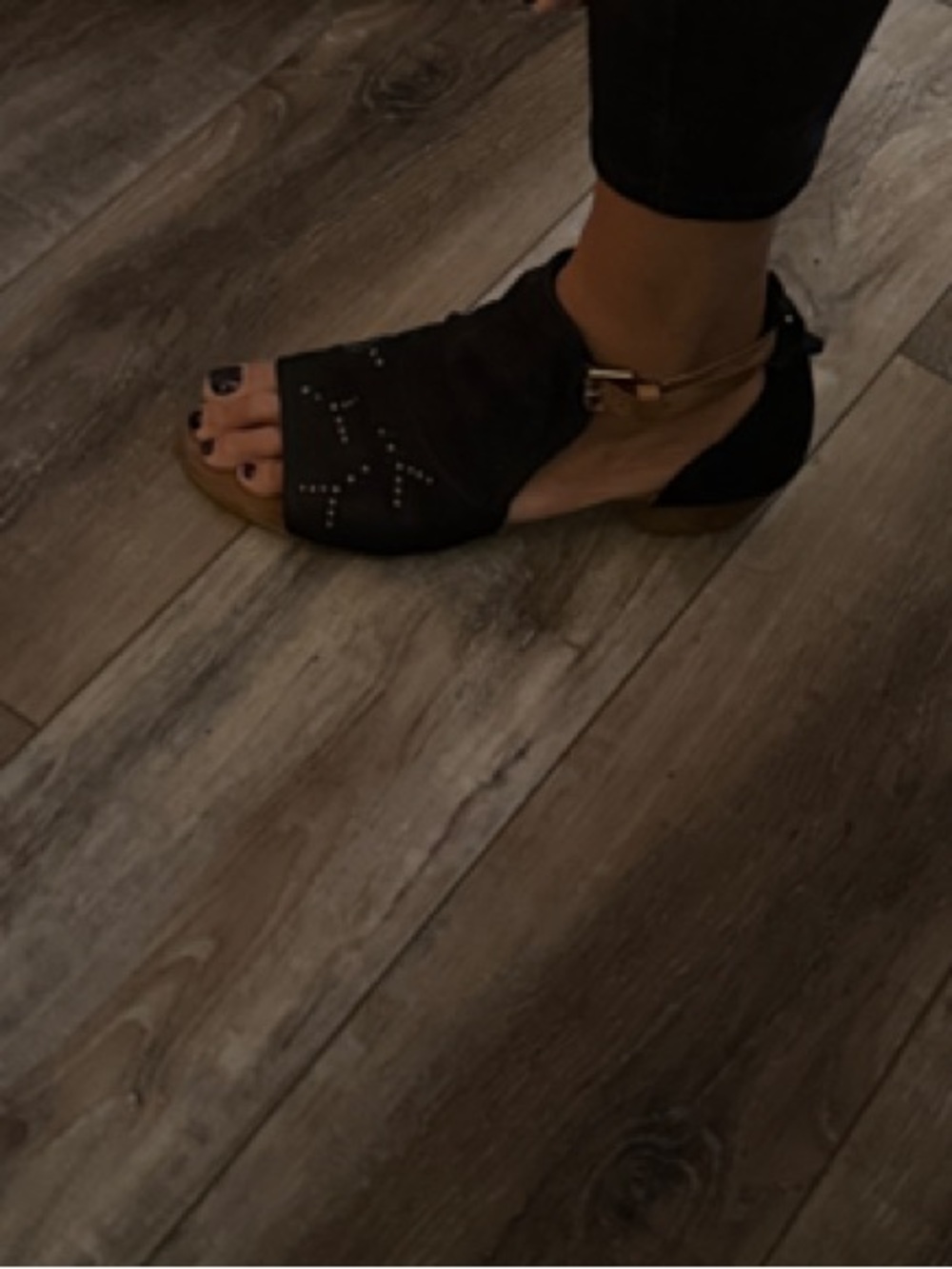 Miz Mooz Black Open-Toe Ankle Strap Stud Sandals